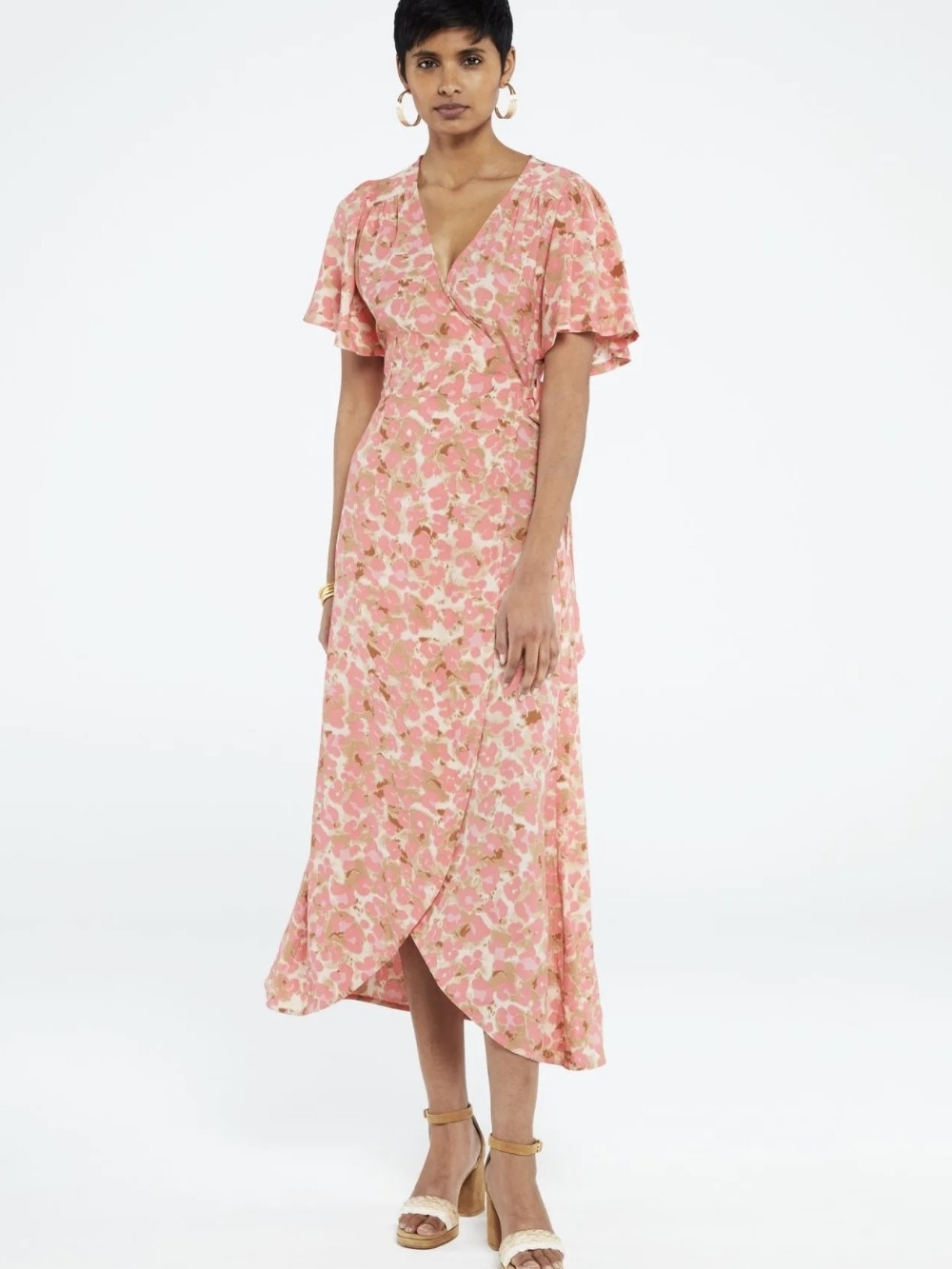 Marine Layer Emlyn Wrap warm floral print and a side slit Size Small Rayon